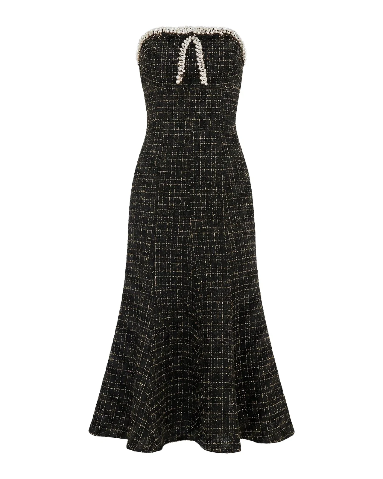 Ieena Pearl-Embellished Bouclé A-Line Dress