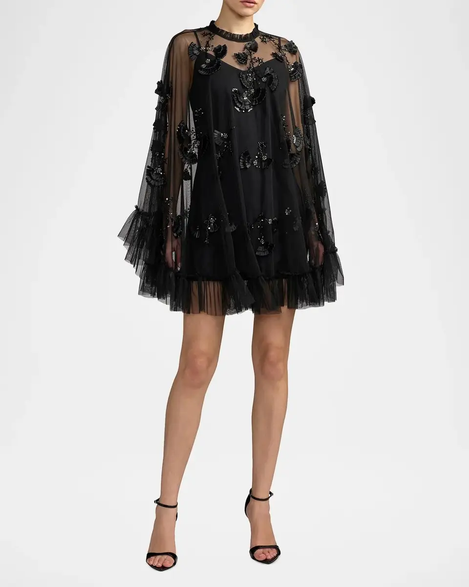 Mac Duggal Mac Embellished Mesh A-Line Minidress | Thumbnail 2 Mac Duggal Mac Embellished Mesh A-Line Minidress | Thumbnail 2