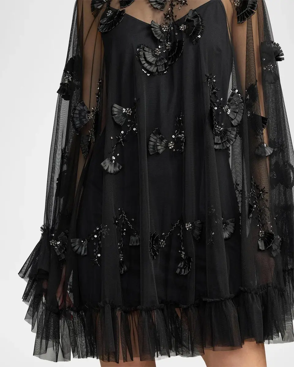 Mac Duggal Mac Embellished Mesh A-Line Minidress | Thumbnail 5 Mac Duggal Mac Embellished Mesh A-Line Minidress | Thumbnail 5
