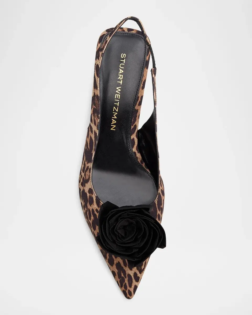 Stuart Weitzman Paloma 50MM Leopard-Print Calf Hair Slingback Pumps | Thumbnail 6