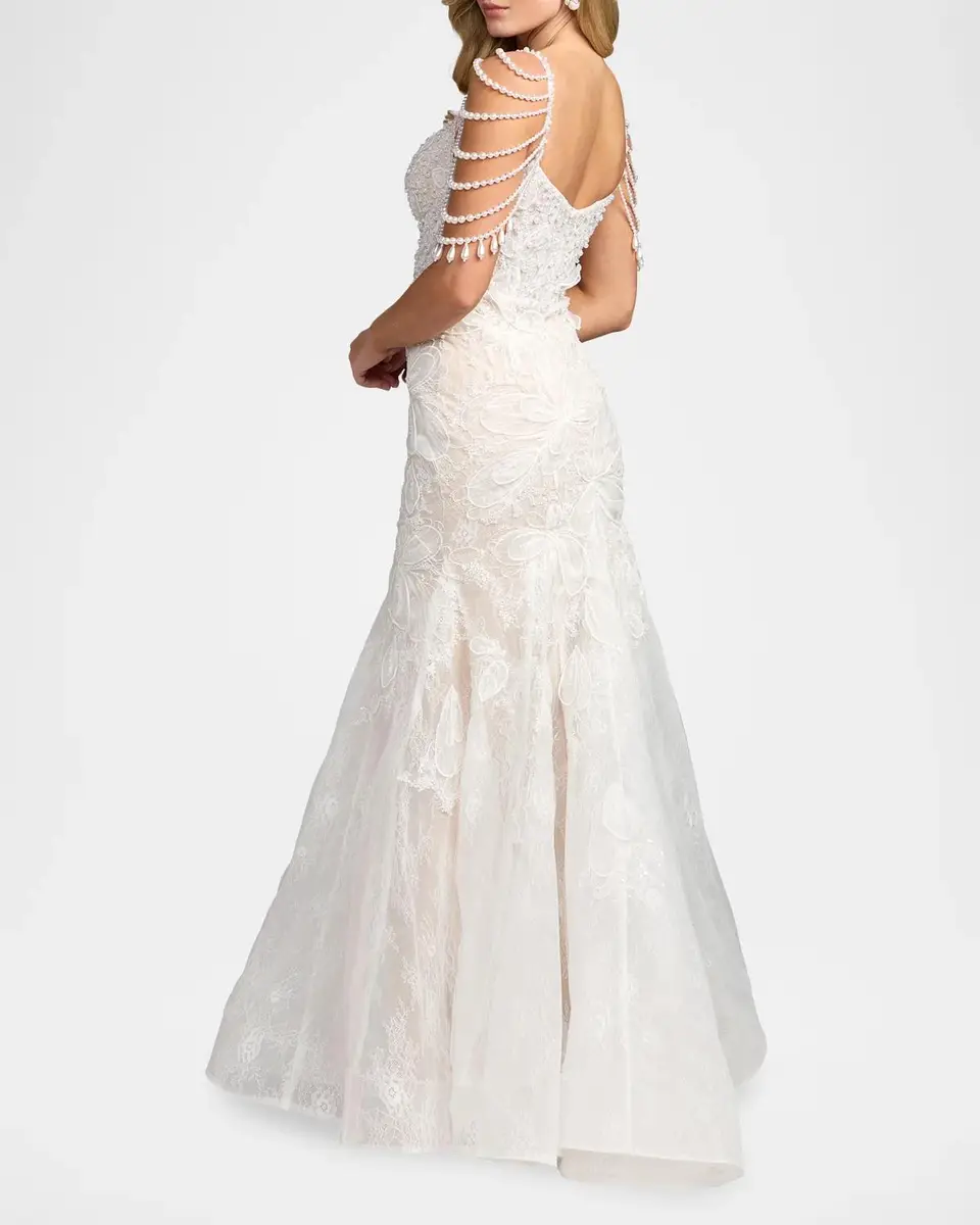 Mac Duggal Beaded Floral Lace Mermaid Gown | Thumbnail 3