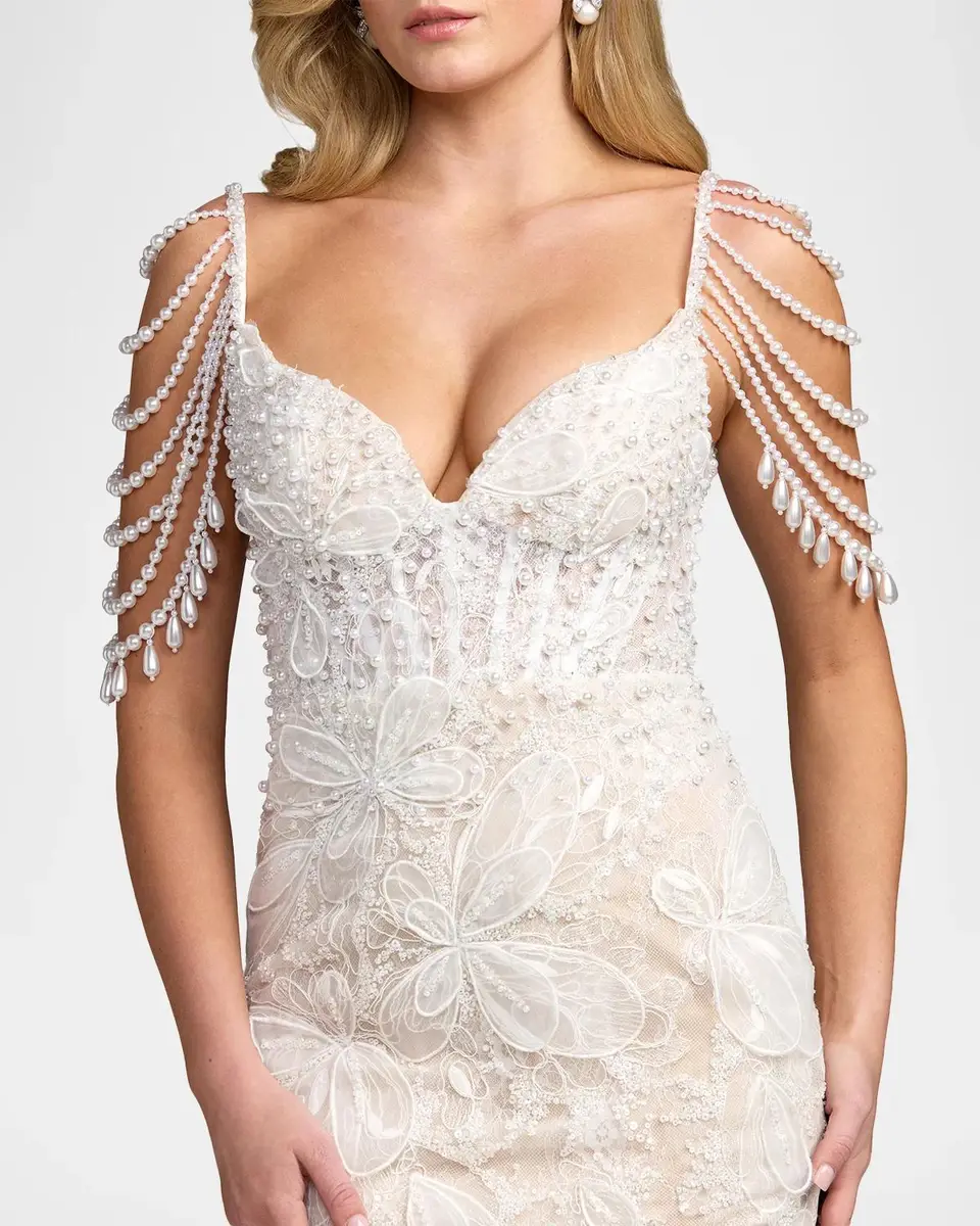 Mac Duggal Beaded Floral Lace Mermaid Gown | Thumbnail 4