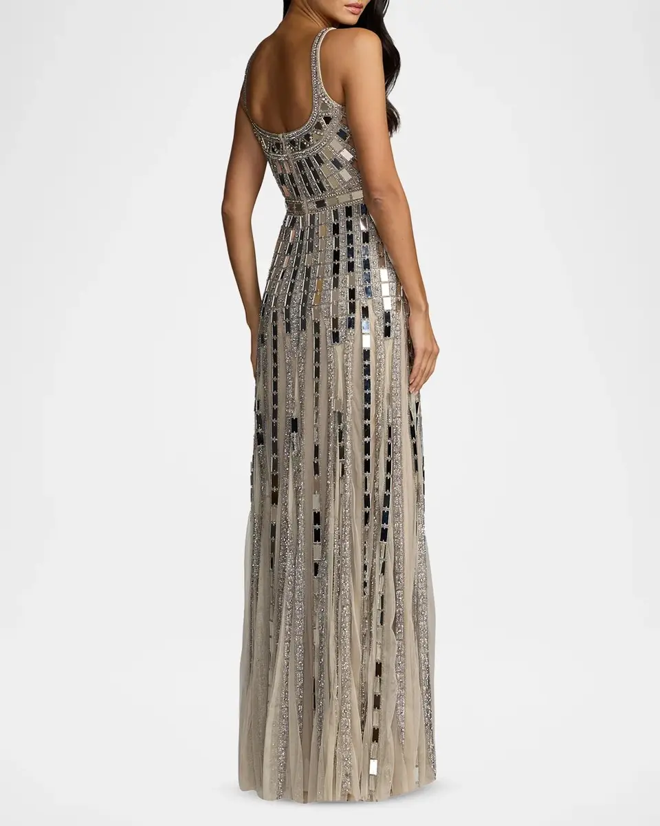 Mac Duggal Mirror Embellished Mesh Gown | Thumbnail 3 Mac Duggal Mirror Embellished Mesh Gown | Thumbnail 3