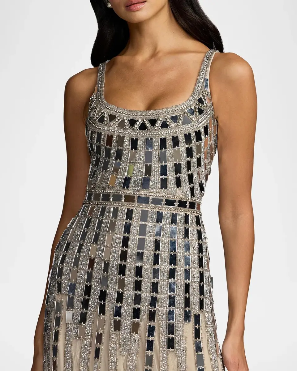 Mac Duggal Mirror Embellished Mesh Gown | Thumbnail 4 Mac Duggal Mirror Embellished Mesh Gown | Thumbnail 4