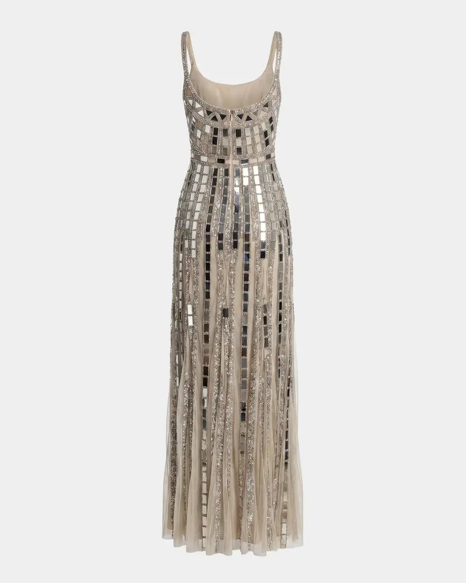 Mac Duggal Mirror Embellished Mesh Gown | Thumbnail 5 Mac Duggal Mirror Embellished Mesh Gown | Thumbnail 5