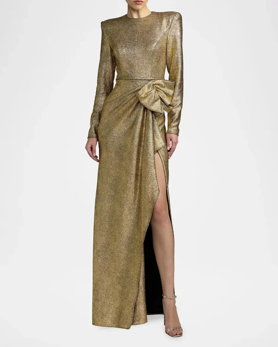 Mac Duggal Ieena Metallic Bow Gown | Thumbnail 2 Mac Duggal Ieena Metallic Bow Gown | Thumbnail 2