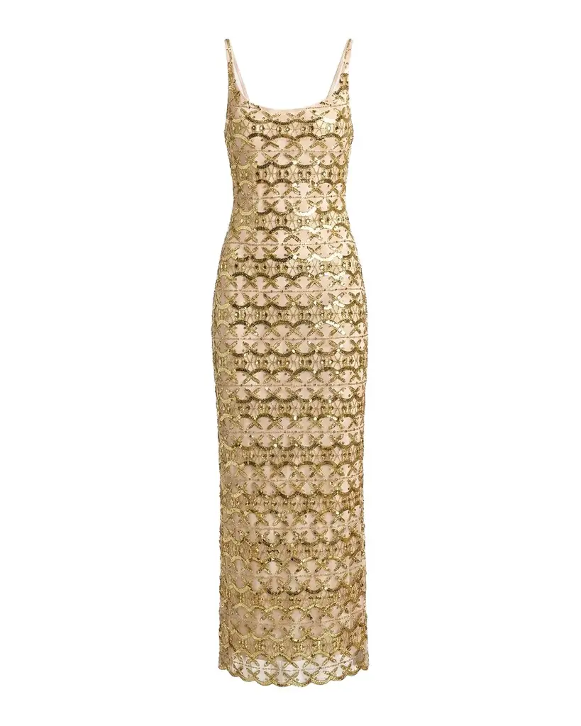 Mac Duggal Beaded Column Cocktail Dress