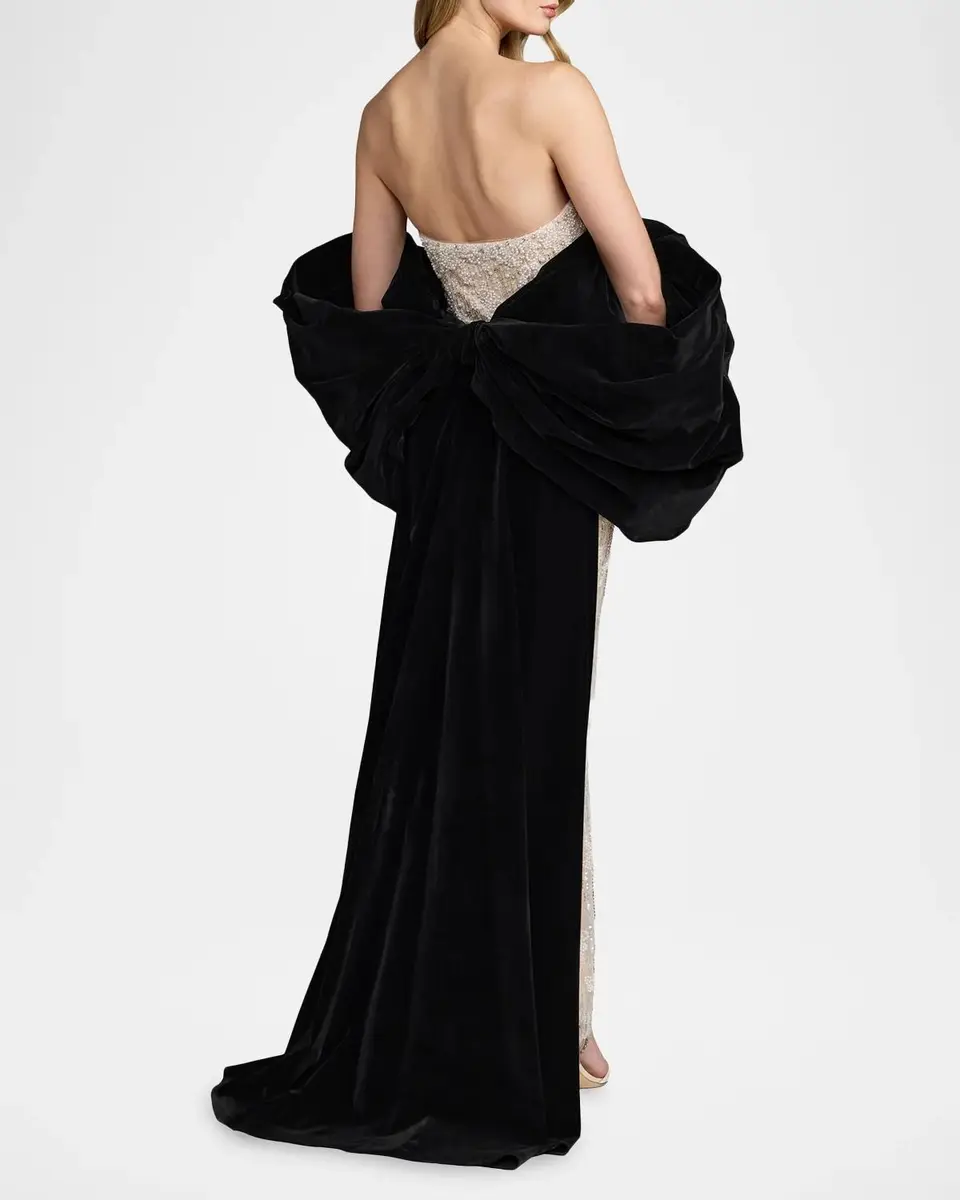Mac Duggal Beaded Draped Column Gown | Thumbnail 3 Mac Duggal Beaded Draped Column Gown | Thumbnail 3