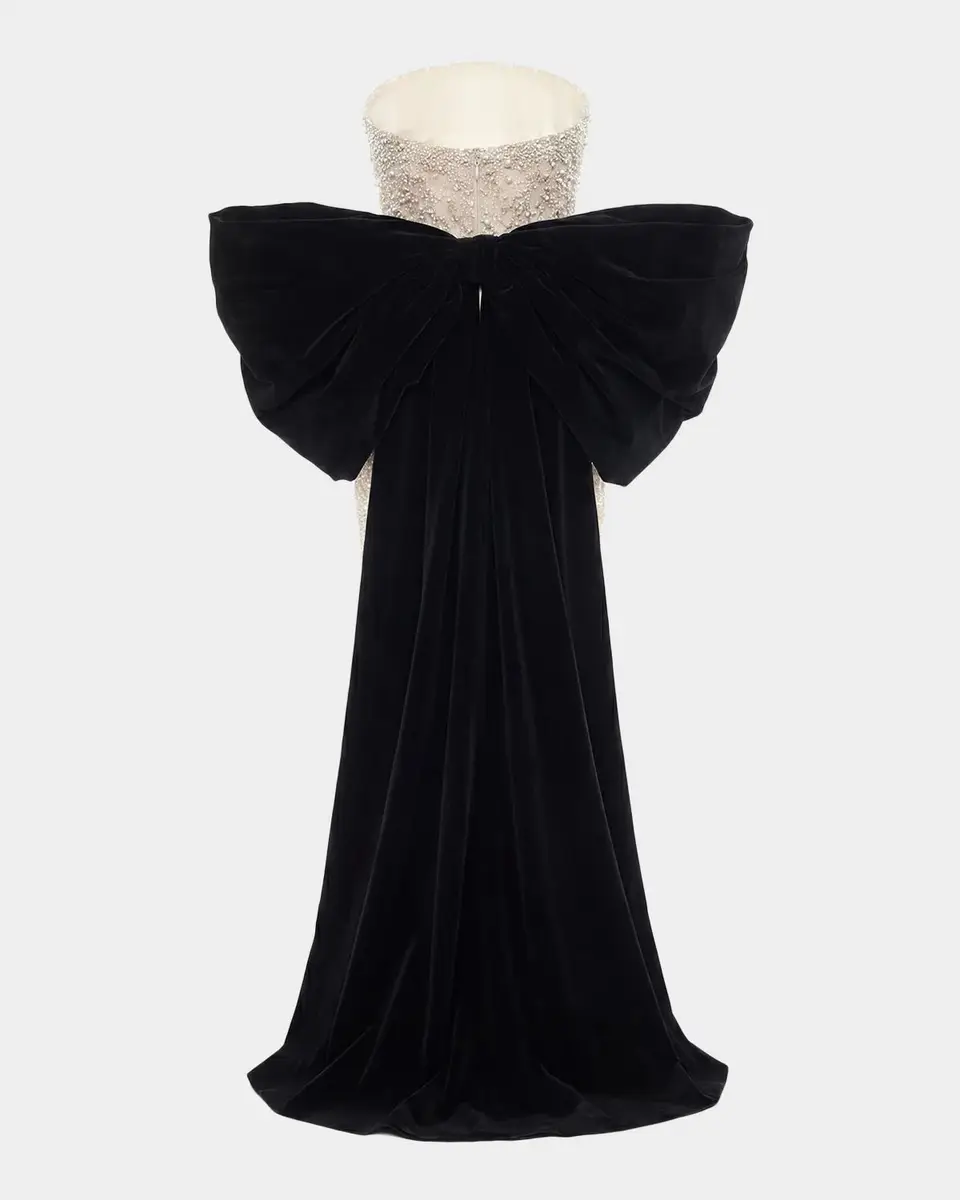 Mac Duggal Beaded Draped Column Gown | Thumbnail 5 Mac Duggal Beaded Draped Column Gown | Thumbnail 5