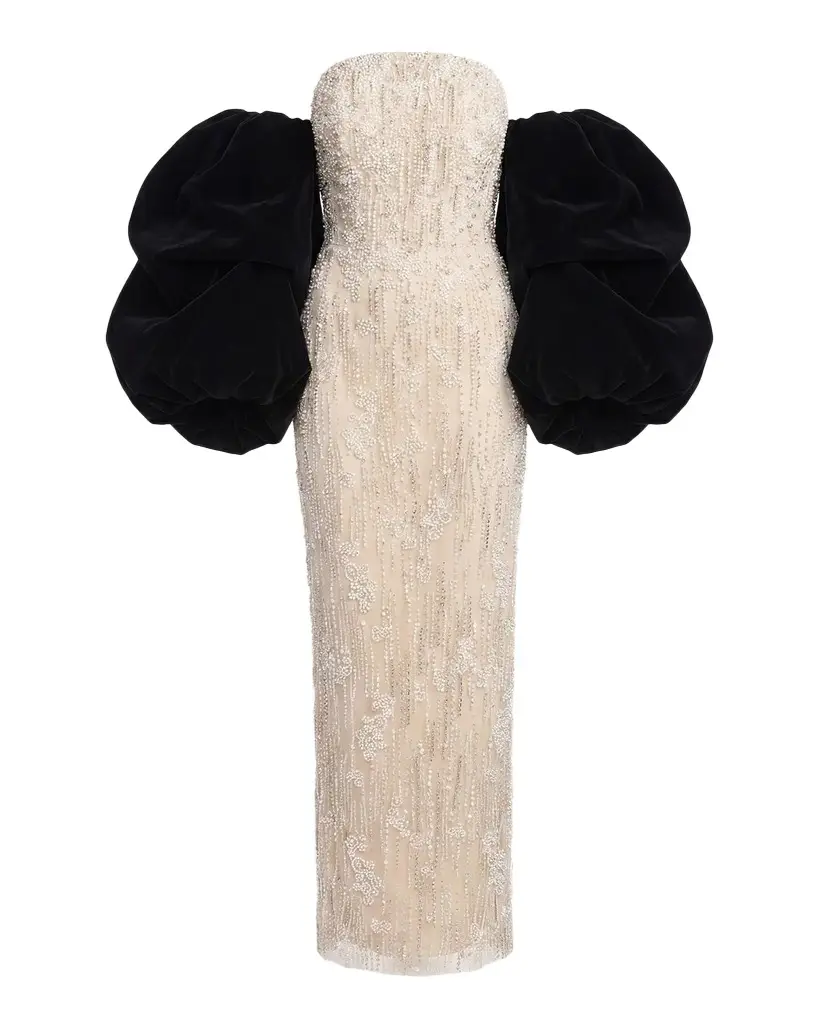 Beaded Draped Column Gown Beaded Draped Column Gown