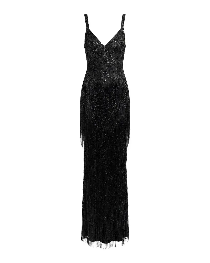 Beaded Fringe Column Gown Beaded Fringe Column Gown
