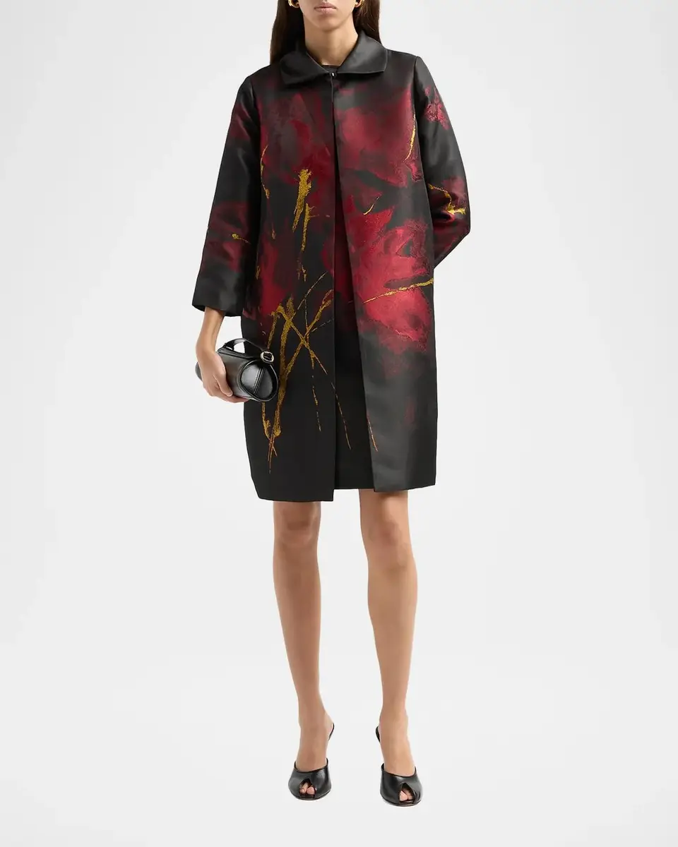 Misook Metallic Floral Jacquard Longline Jacket | Thumbnail 2 Misook Metallic Floral Jacquard Longline Jacket | Thumbnail 2