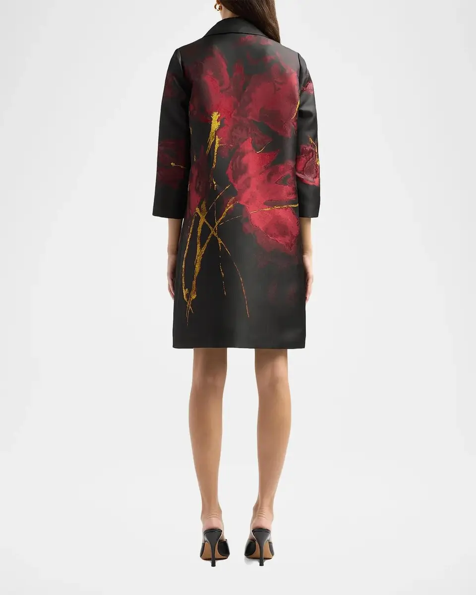 Misook Metallic Floral Jacquard Longline Jacket | Thumbnail 3 Misook Metallic Floral Jacquard Longline Jacket | Thumbnail 3
