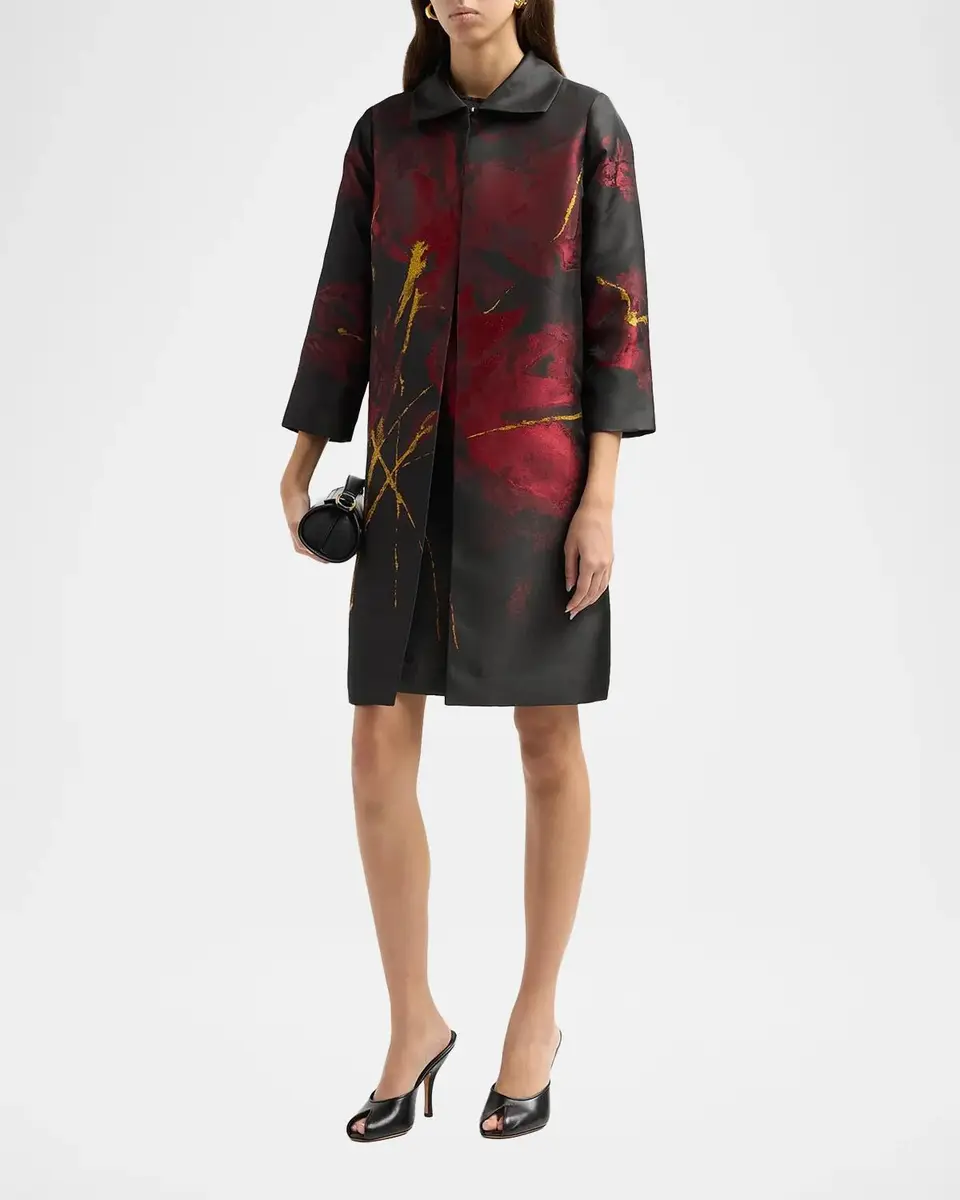 Misook Metallic Floral Jacquard Longline Jacket | Thumbnail 4 Misook Metallic Floral Jacquard Longline Jacket | Thumbnail 4