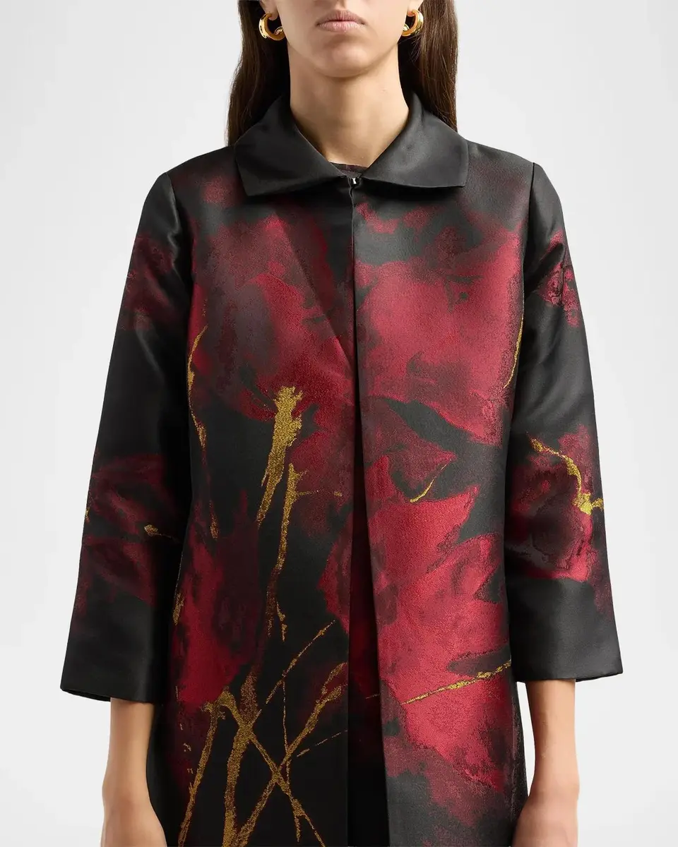 Misook Metallic Floral Jacquard Longline Jacket | Thumbnail 5 Misook Metallic Floral Jacquard Longline Jacket | Thumbnail 5