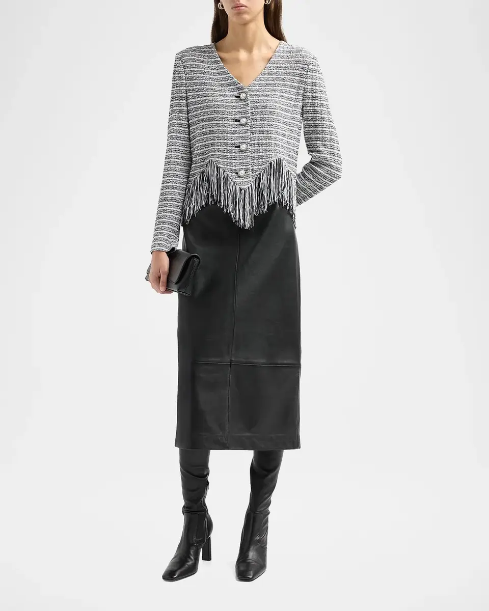 Misook Chevron Tweed Fringe-Trim Jacket | Thumbnail 2 Misook Chevron Tweed Fringe-Trim Jacket | Thumbnail 2