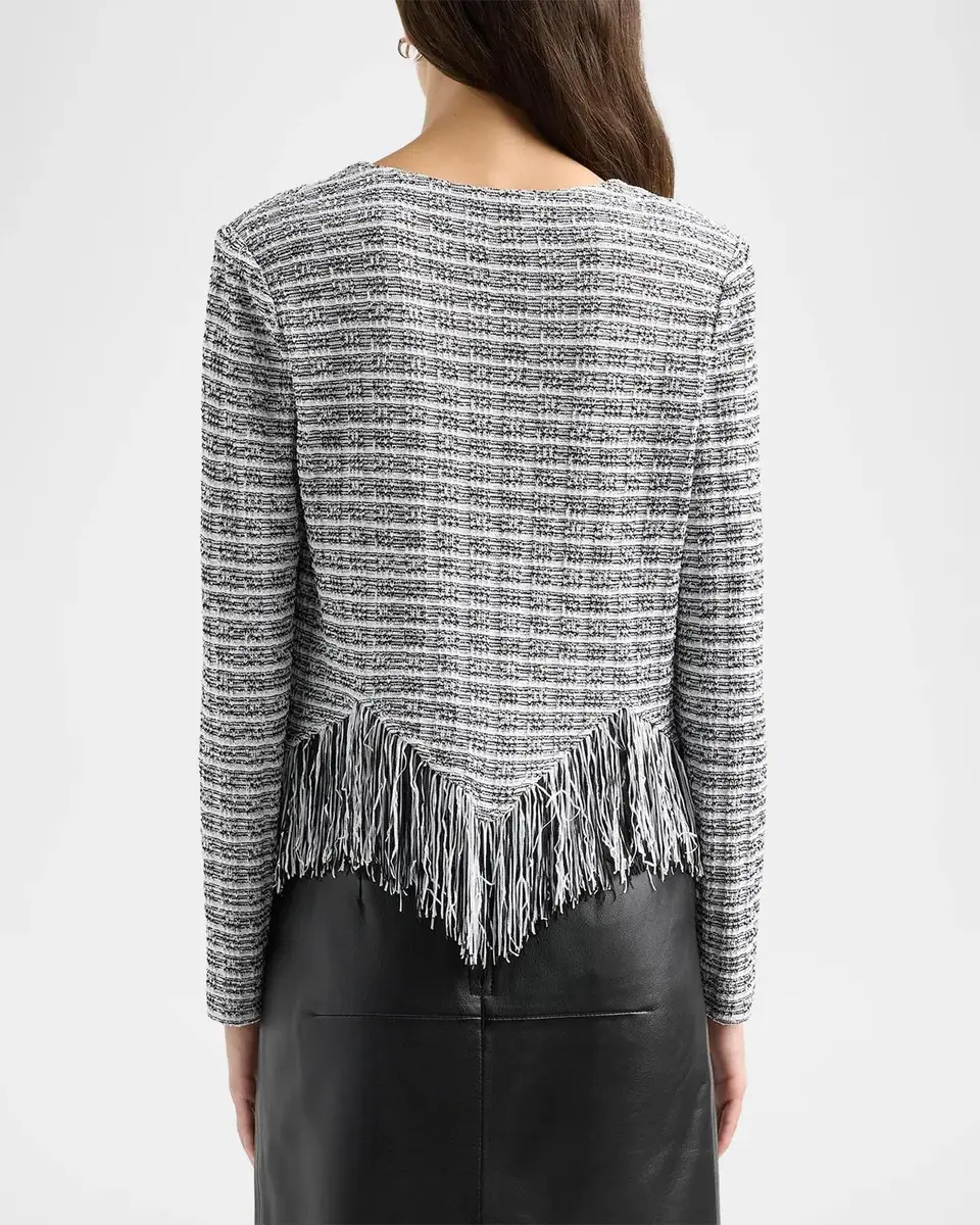 Misook Chevron Tweed Fringe-Trim Jacket | Thumbnail 3 Misook Chevron Tweed Fringe-Trim Jacket | Thumbnail 3