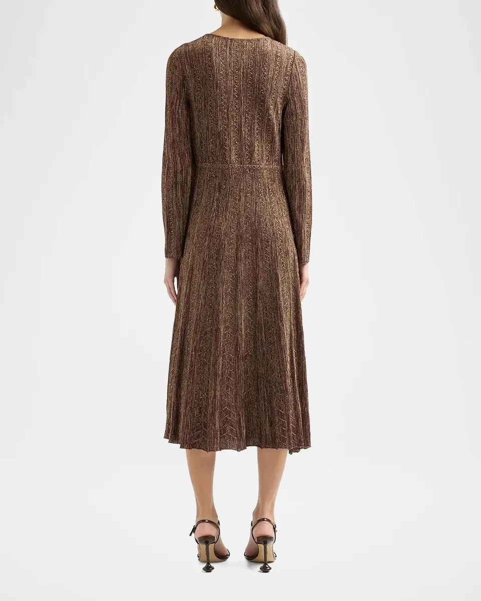 Misook Metallic Pleated Midi Dress | Thumbnail 3 Misook Metallic Pleated Midi Dress | Thumbnail 3