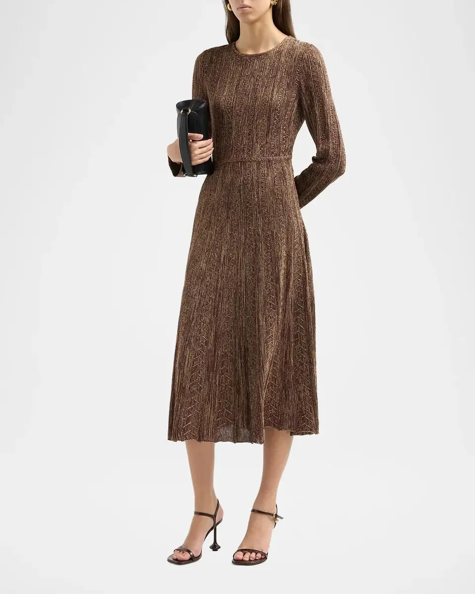 Misook Metallic Pleated Midi Dress | Thumbnail 4 Misook Metallic Pleated Midi Dress | Thumbnail 4