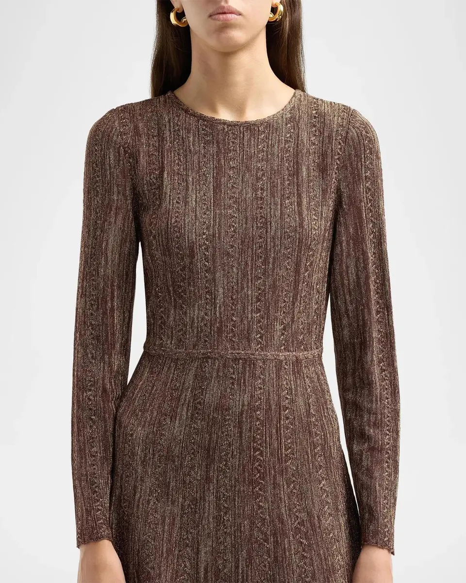 Misook Metallic Pleated Midi Dress | Thumbnail 5 Misook Metallic Pleated Midi Dress | Thumbnail 5