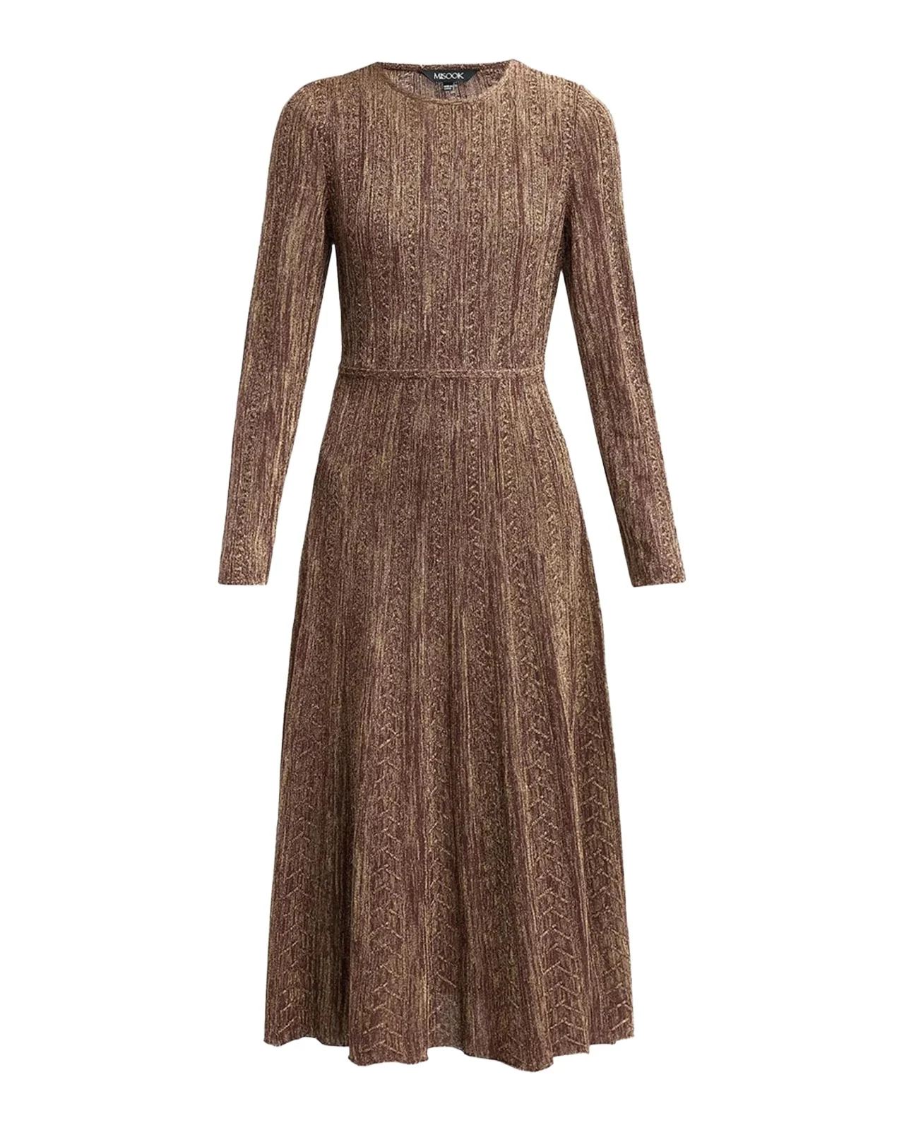 Misook Metallic Pleated Midi Dress
