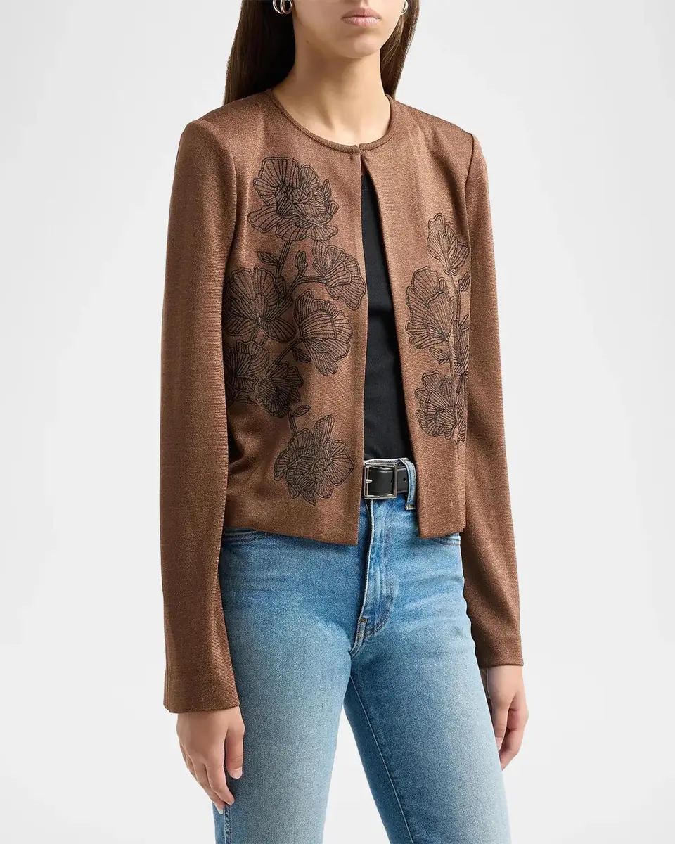 Misook Embroidered Metallic Knit Cardigan | Thumbnail 4 Misook Embroidered Metallic Knit Cardigan | Thumbnail 4