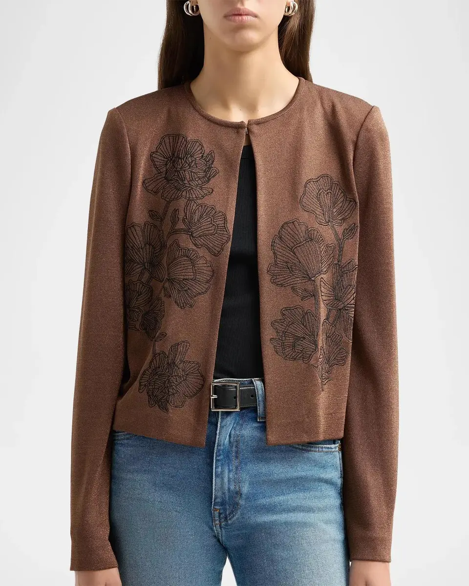 Misook Embroidered Metallic Knit Cardigan | Thumbnail 5 Misook Embroidered Metallic Knit Cardigan | Thumbnail 5