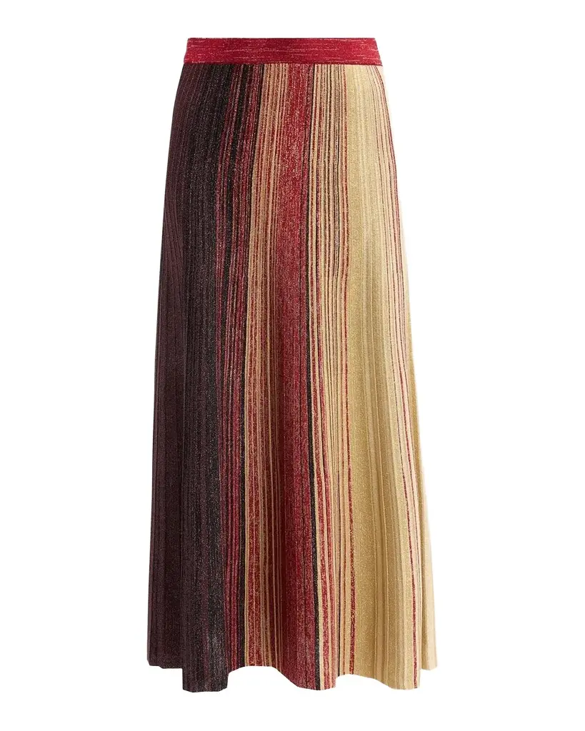 Misook Metallic Striped Maxi Skirt