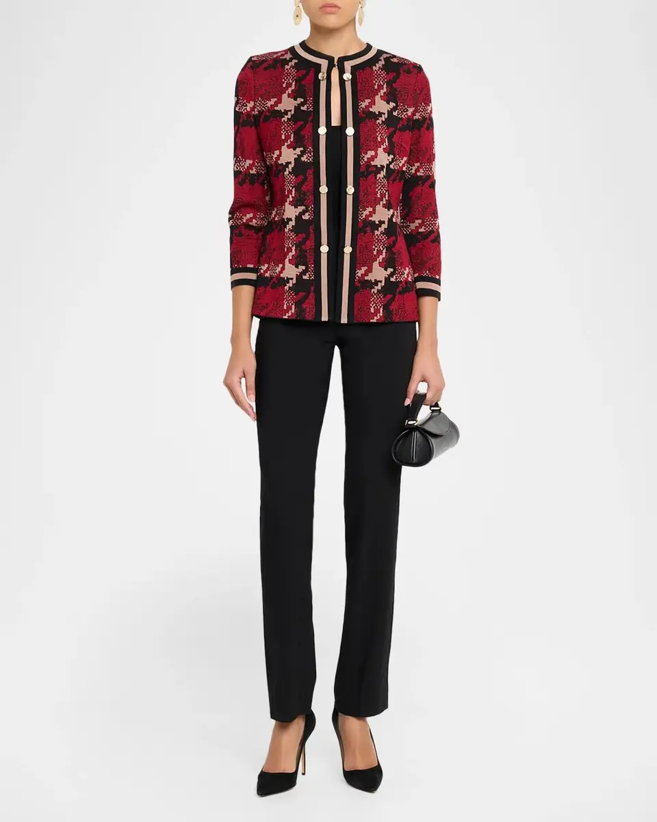 Misook Abstract Houndstooth Collarless Jacket | Thumbnail 2 Misook Abstract Houndstooth Collarless Jacket | Thumbnail 2