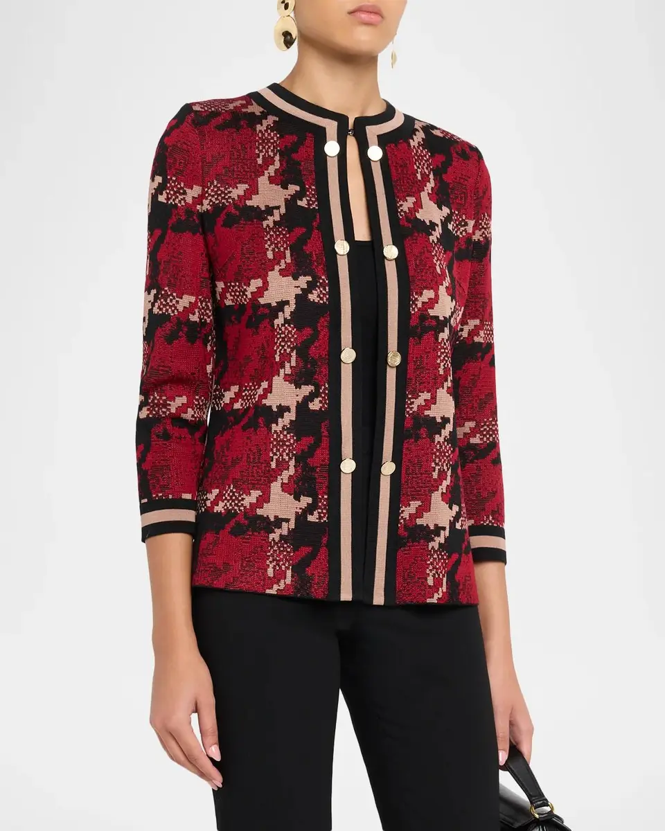Misook Abstract Houndstooth Collarless Jacket | Thumbnail 4 Misook Abstract Houndstooth Collarless Jacket | Thumbnail 4