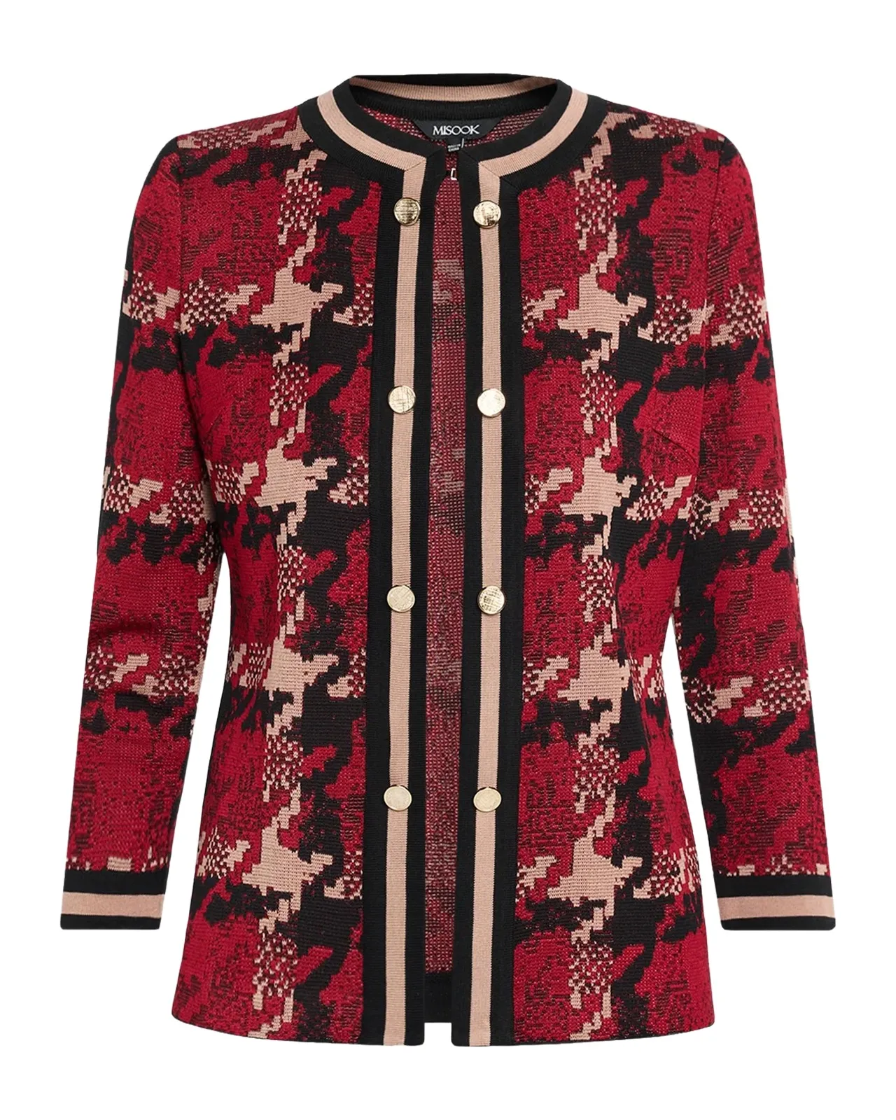 Abstract Houndstooth Collarless Jacket Abstract Houndstooth Collarless Jacket