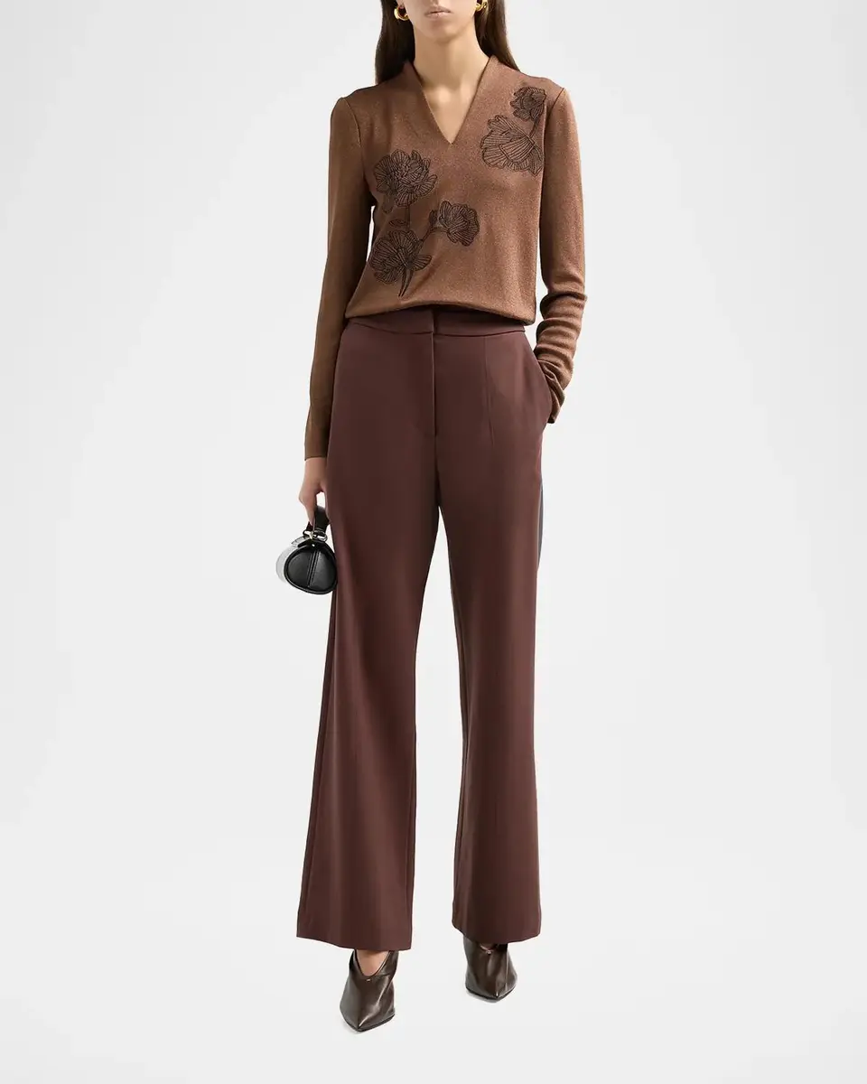Misook Embroidered Metallic-Knit Top | Thumbnail 2 Misook Embroidered Metallic-Knit Top | Thumbnail 2