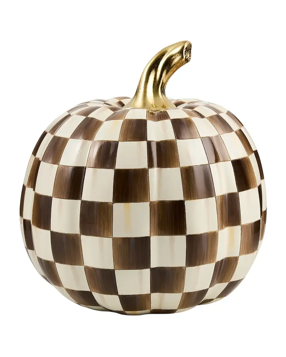 MacKenzie-Childs Medium Chocolate Check Resin Pumpkin | Thumbnail 2 MacKenzie-Childs Medium Chocolate Check Resin Pumpkin | Thumbnail 2