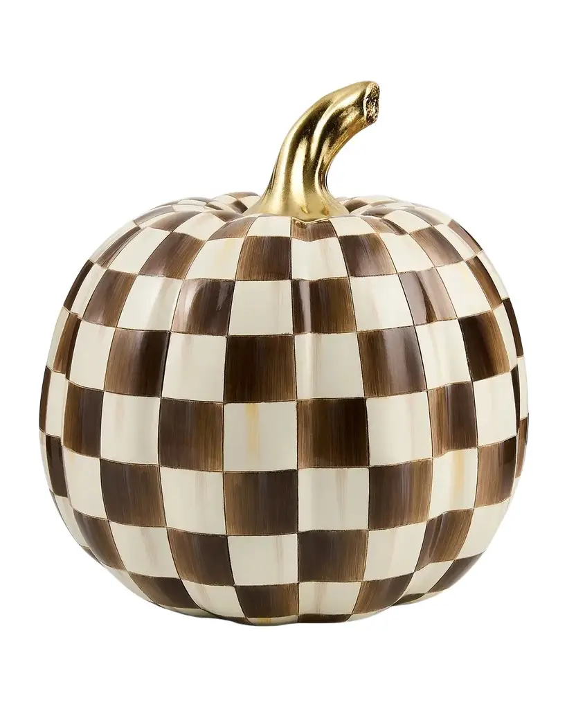 MacKenzie-Childs Medium Chocolate Check Resin Pumpkin