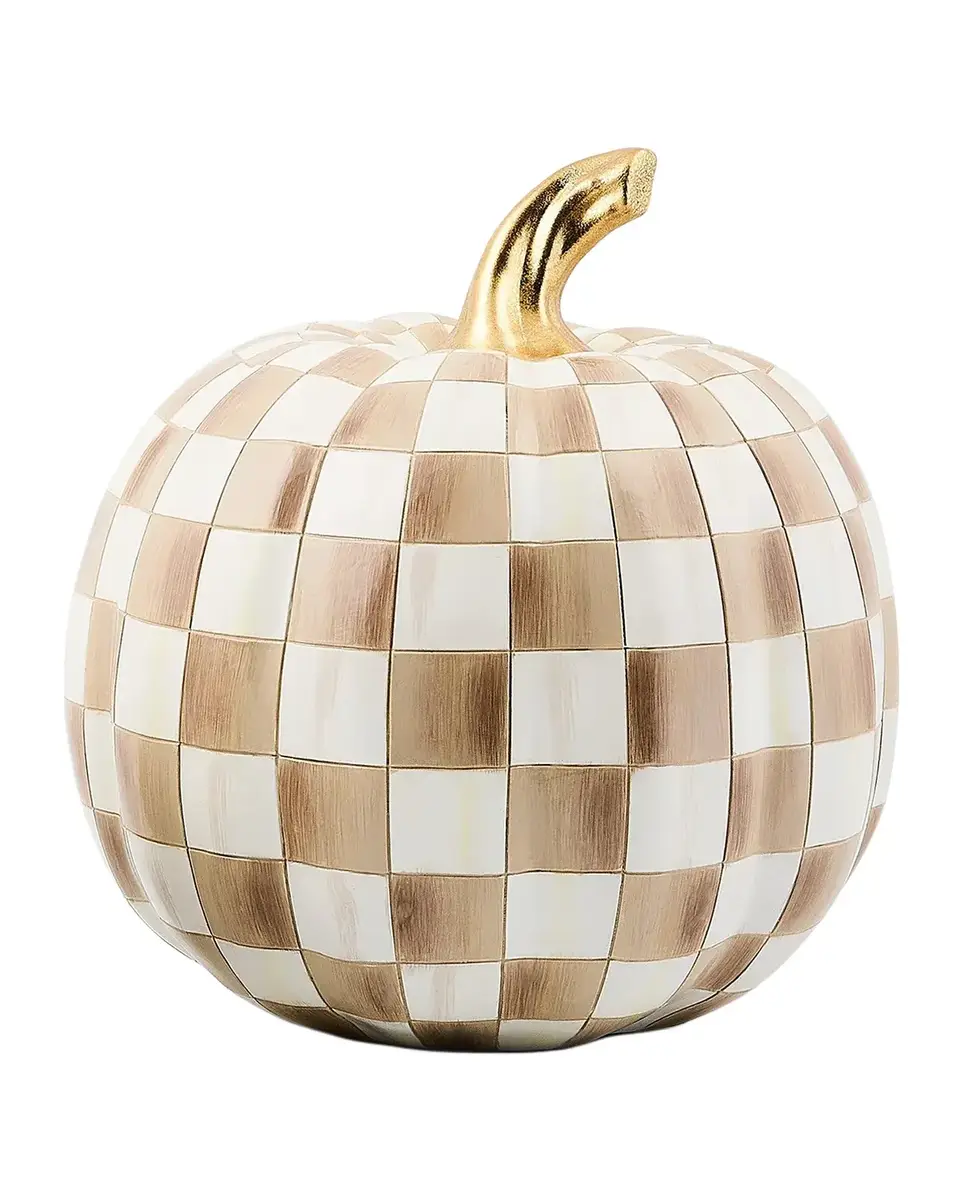 MacKenzie-Childs Mocha Check Resin Pumpkin Figurine | Thumbnail 2 MacKenzie-Childs Mocha Check Resin Pumpkin Figurine | Thumbnail 2