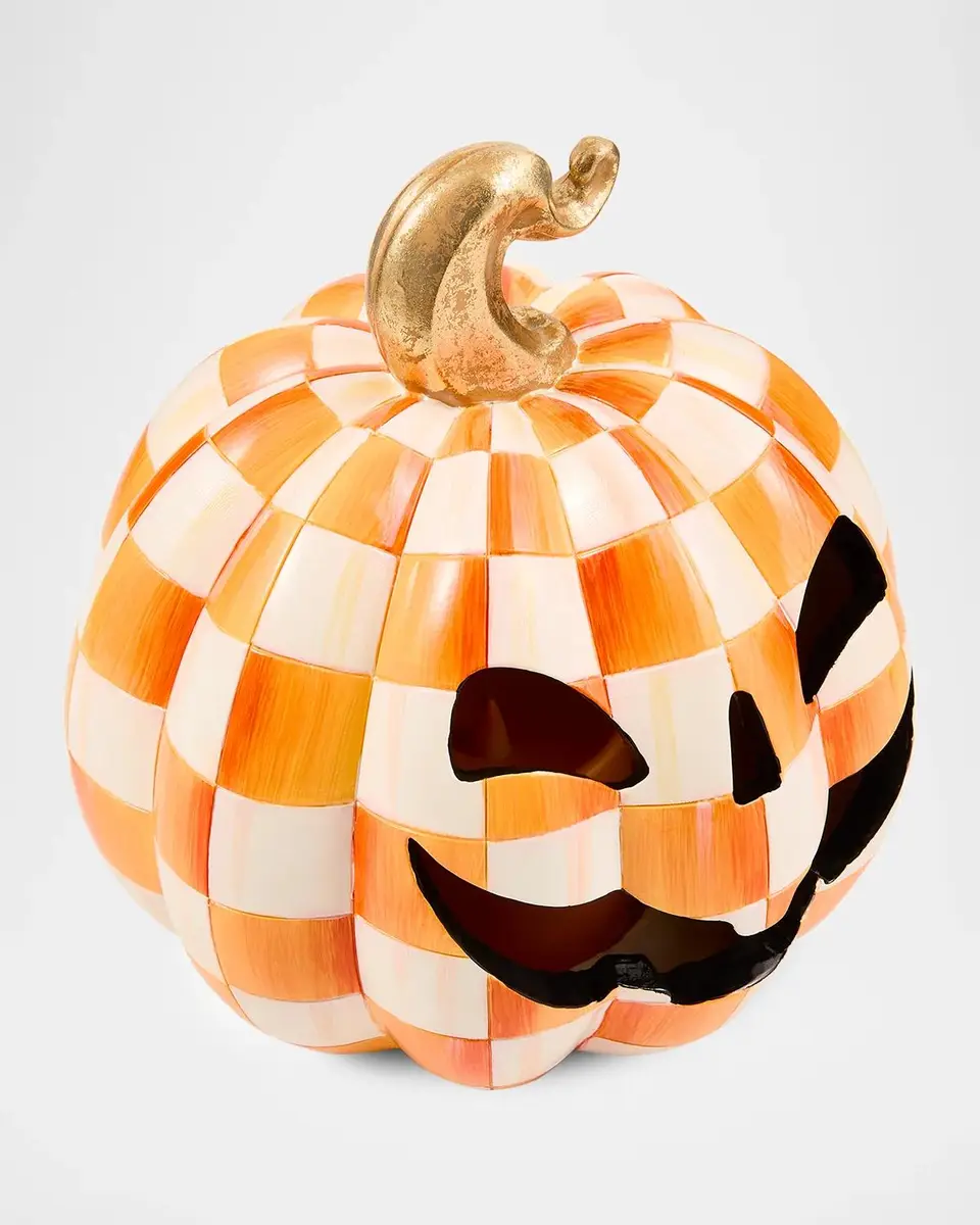 MacKenzie-Childs Small Orange Check Illuminated Jack O 'Lantern | Thumbnail 3 MacKenzie-Childs Small Orange Check Illuminated Jack O 'Lantern | Thumbnail 3