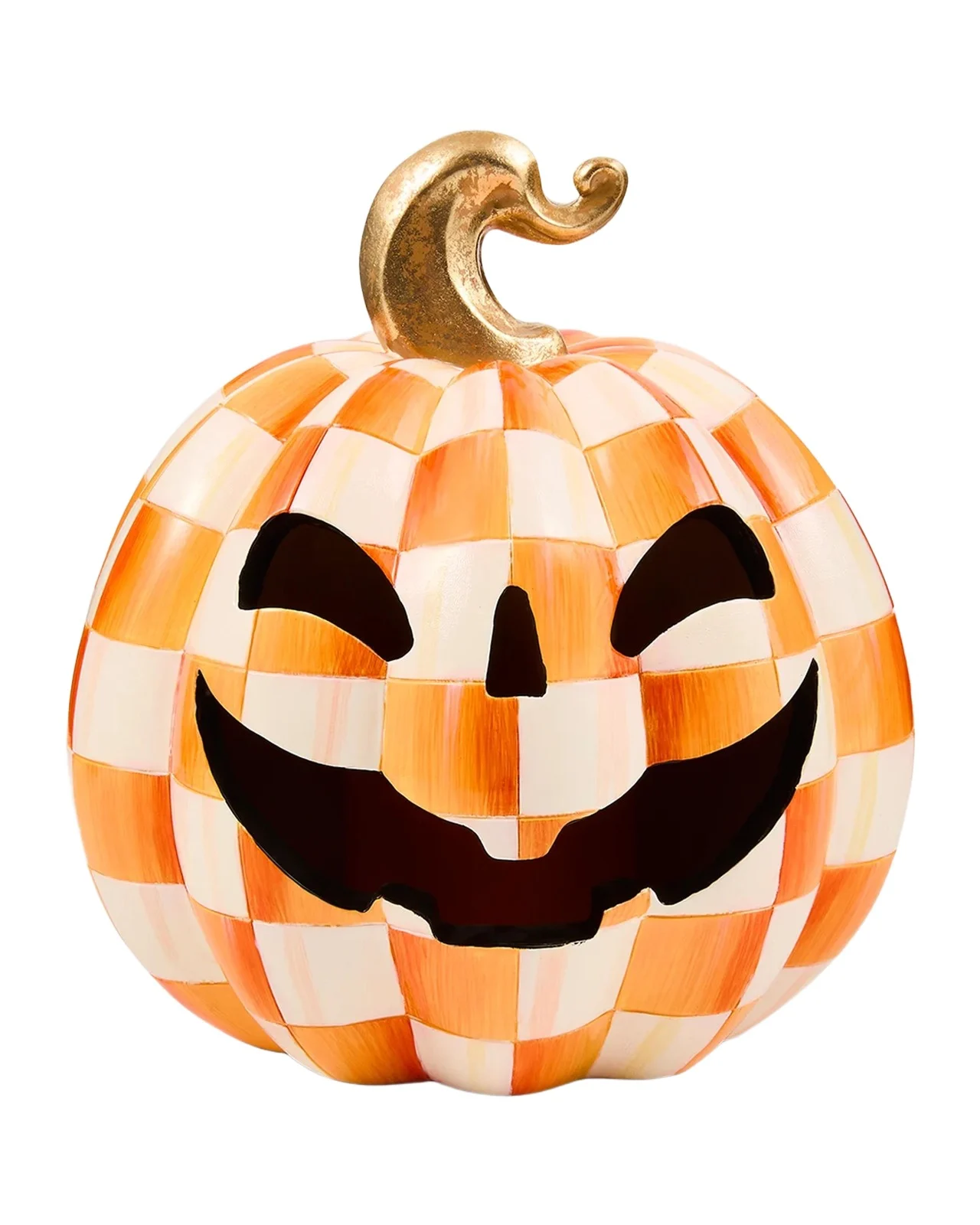 MacKenzie-Childs Small Orange Check Illuminated Jack O 'Lantern