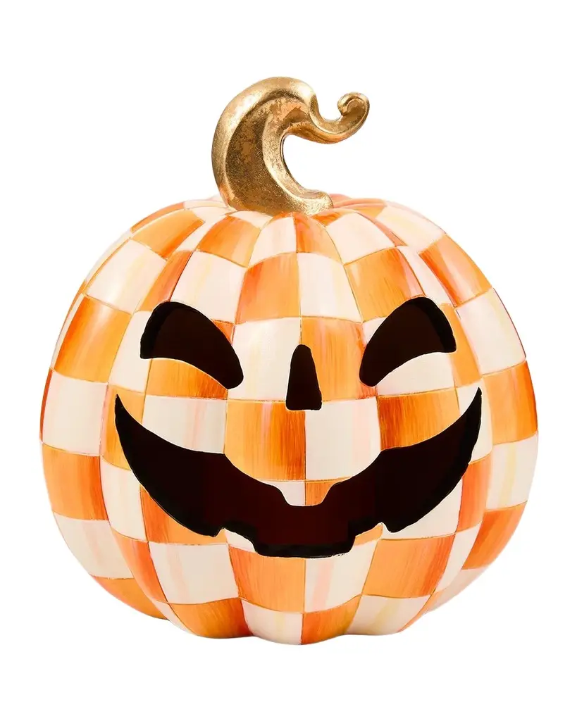 Small Orange Check Illuminated Jack O 'Lantern Small Orange Check Illuminated Jack O 'Lantern