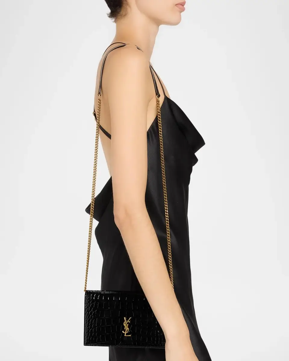 Saint Laurent YSL Croc-Embossed Leather Crossbody Bag | Thumbnail 2 Saint Laurent YSL Croc-Embossed Leather Crossbody Bag | Thumbnail 2