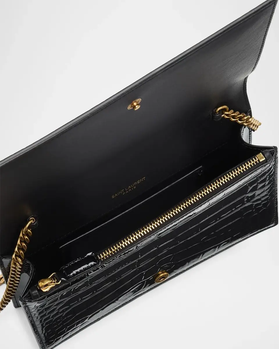 Saint Laurent YSL Croc-Embossed Leather Crossbody Bag | Thumbnail 4 Saint Laurent YSL Croc-Embossed Leather Crossbody Bag | Thumbnail 4