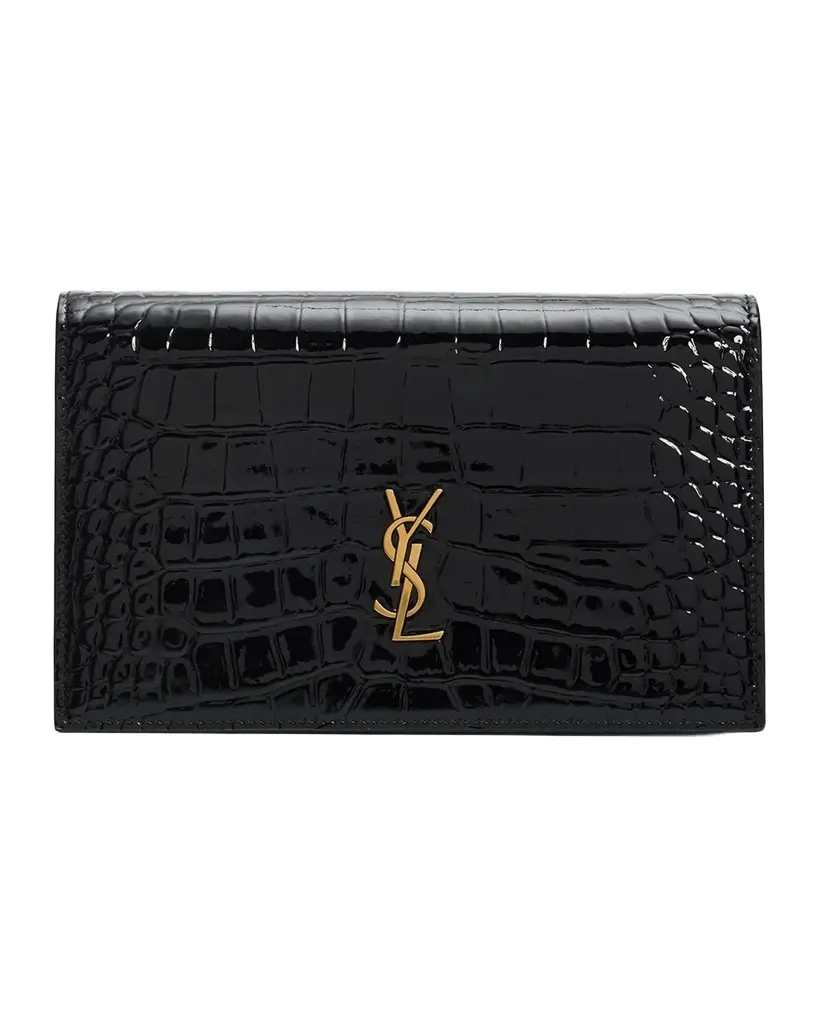YSL Croc-Embossed Leather Crossbody Bag