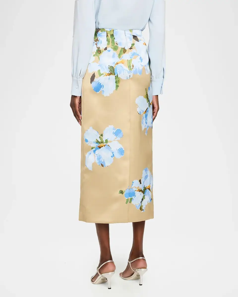 Oscar de la Renta Watercolor Iris Midi Skirt | Thumbnail 3 Oscar de la Renta Watercolor Iris Midi Skirt | Thumbnail 3