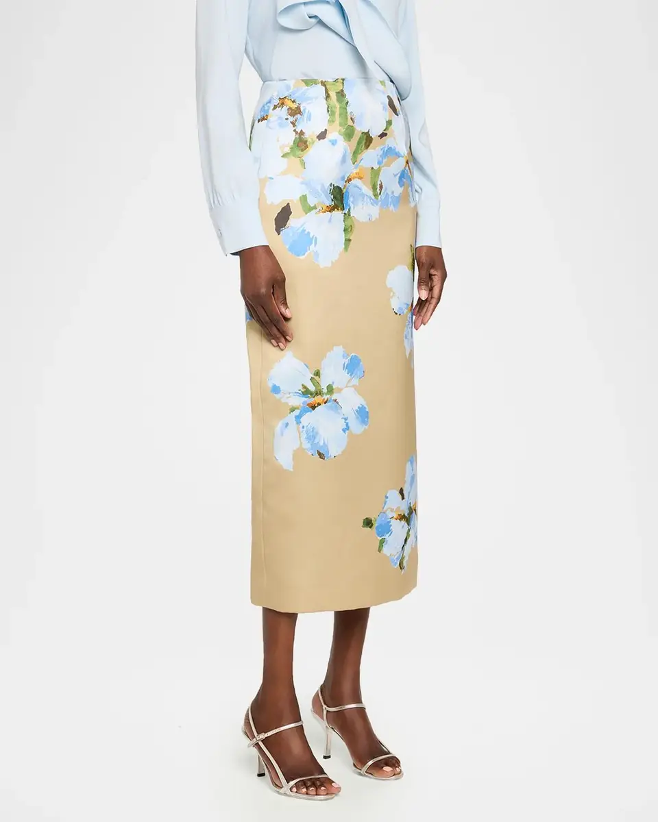 Oscar de la Renta Watercolor Iris Midi Skirt | Thumbnail 4 Oscar de la Renta Watercolor Iris Midi Skirt | Thumbnail 4