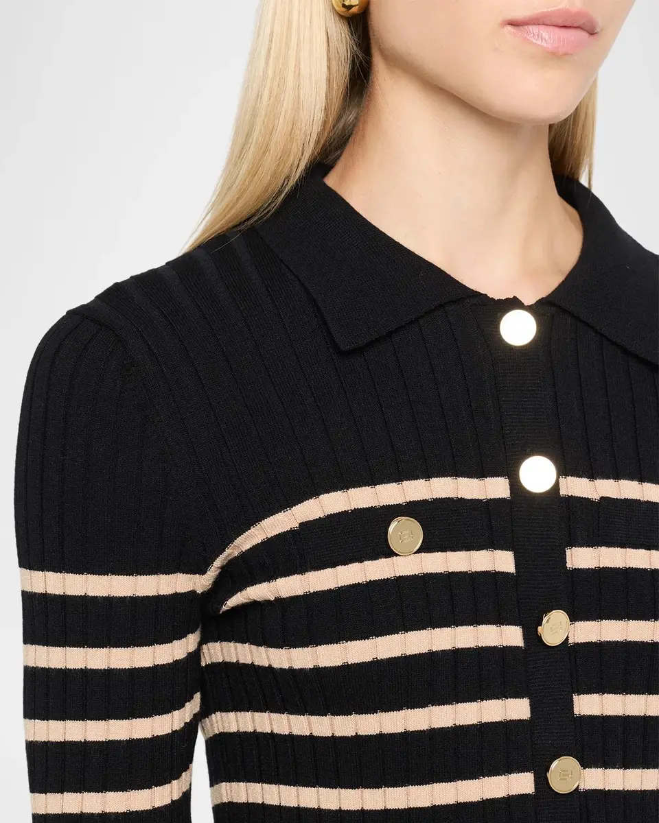 Elie Tahari Elodie Striped Rib-Knit Midi Shirtdress | Thumbnail 5 Elie Tahari Elodie Striped Rib-Knit Midi Shirtdress | Thumbnail 5