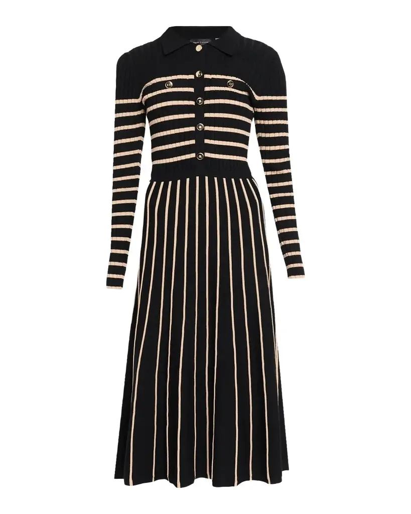 Elodie Striped Rib-Knit Midi Shirtdress Elodie Striped Rib-Knit Midi Shirtdress