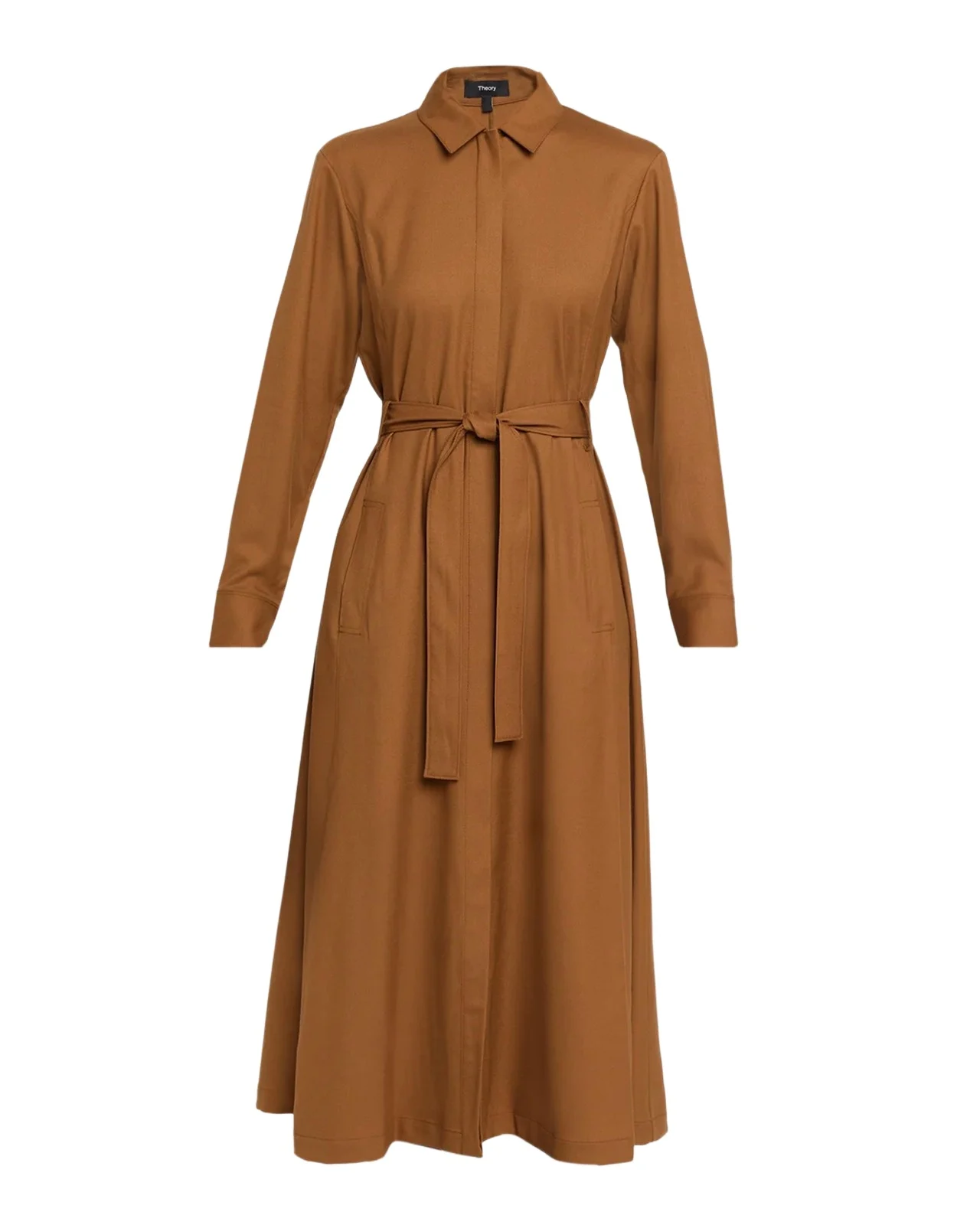 Long-Sleeve Belted Midi Shirtdress Long-Sleeve Belted Midi Shirtdress