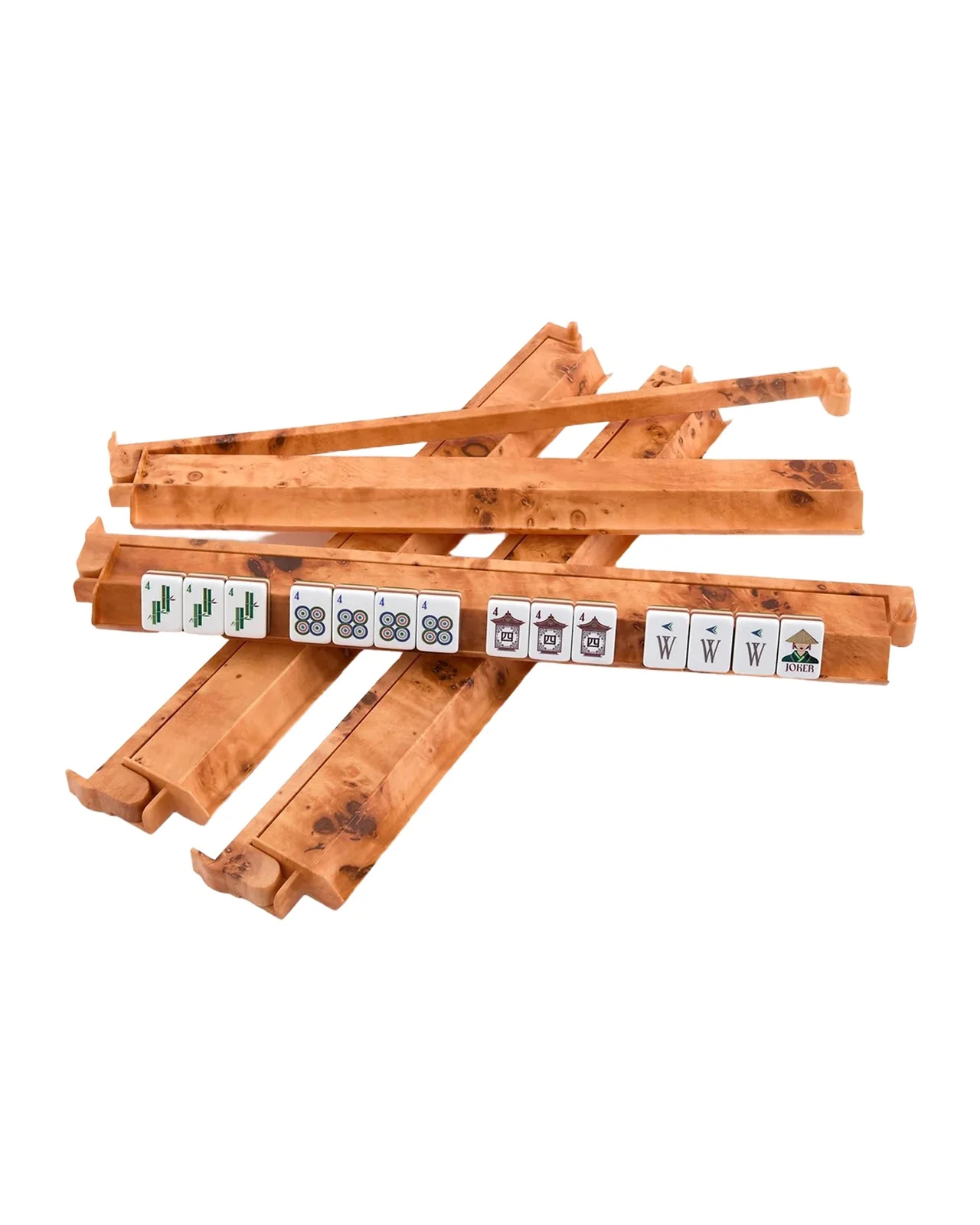 Oh My Mahjong Burl Racks & Pushers, Set of 4