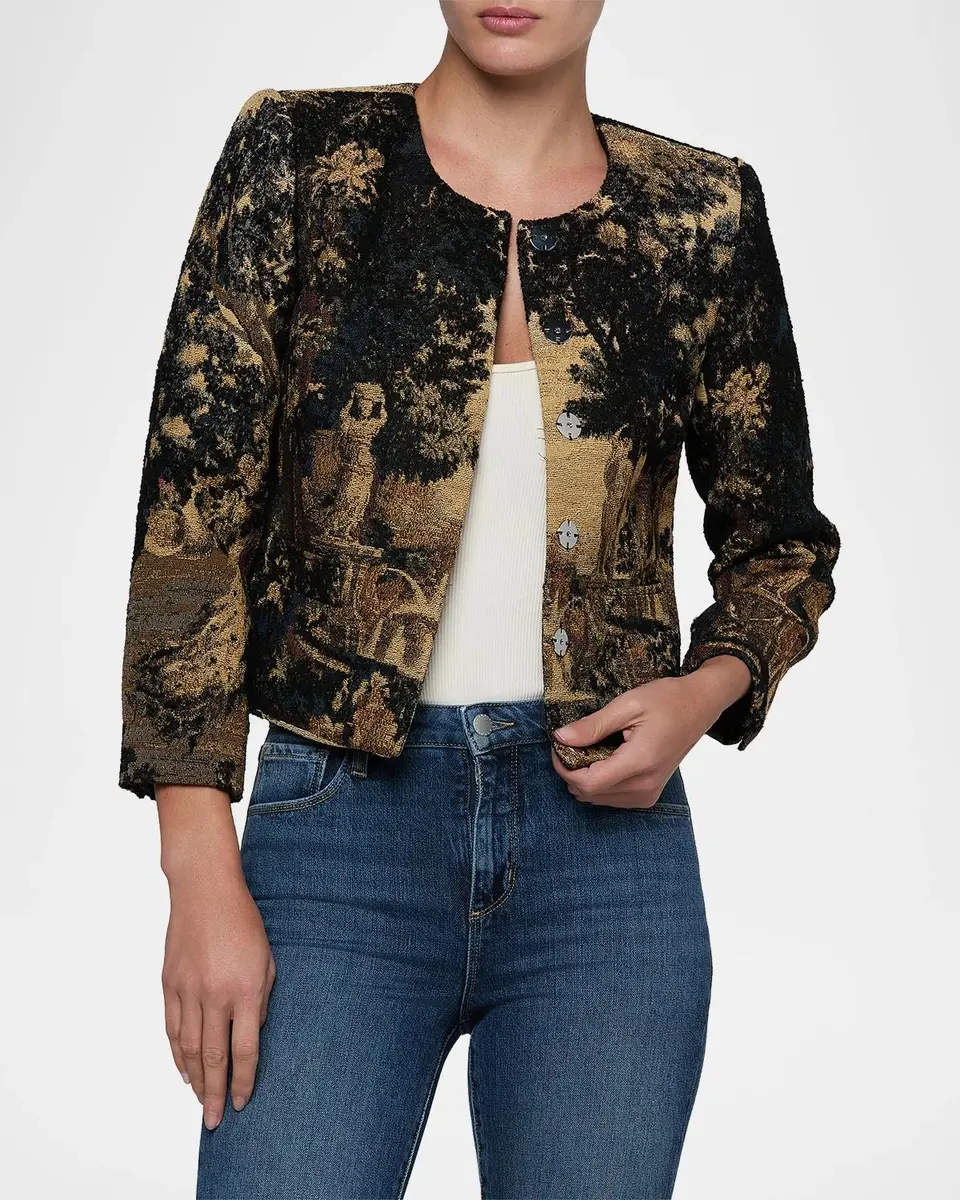 L'Agence Lian Tapestry Collarless Jacket | Thumbnail 4 L'Agence Lian Tapestry Collarless Jacket | Thumbnail 4