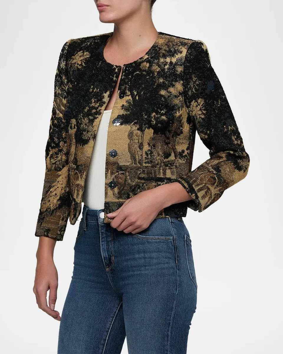 L'Agence Lian Tapestry Collarless Jacket | Thumbnail 5 L'Agence Lian Tapestry Collarless Jacket | Thumbnail 5