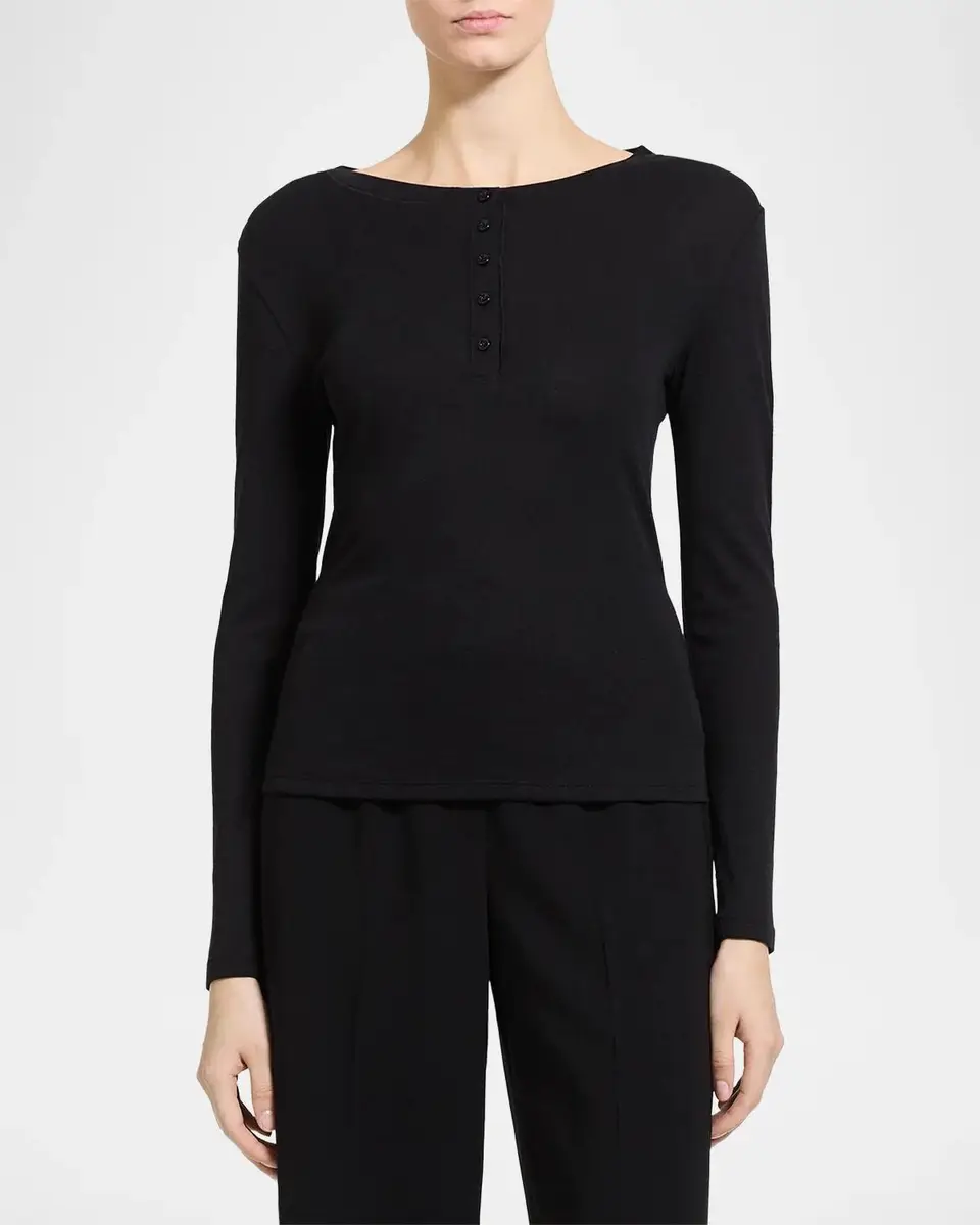 Theory Purl Henley Long-Sleeve T-Shirt | Thumbnail 4 Theory Purl Henley Long-Sleeve T-Shirt | Thumbnail 4